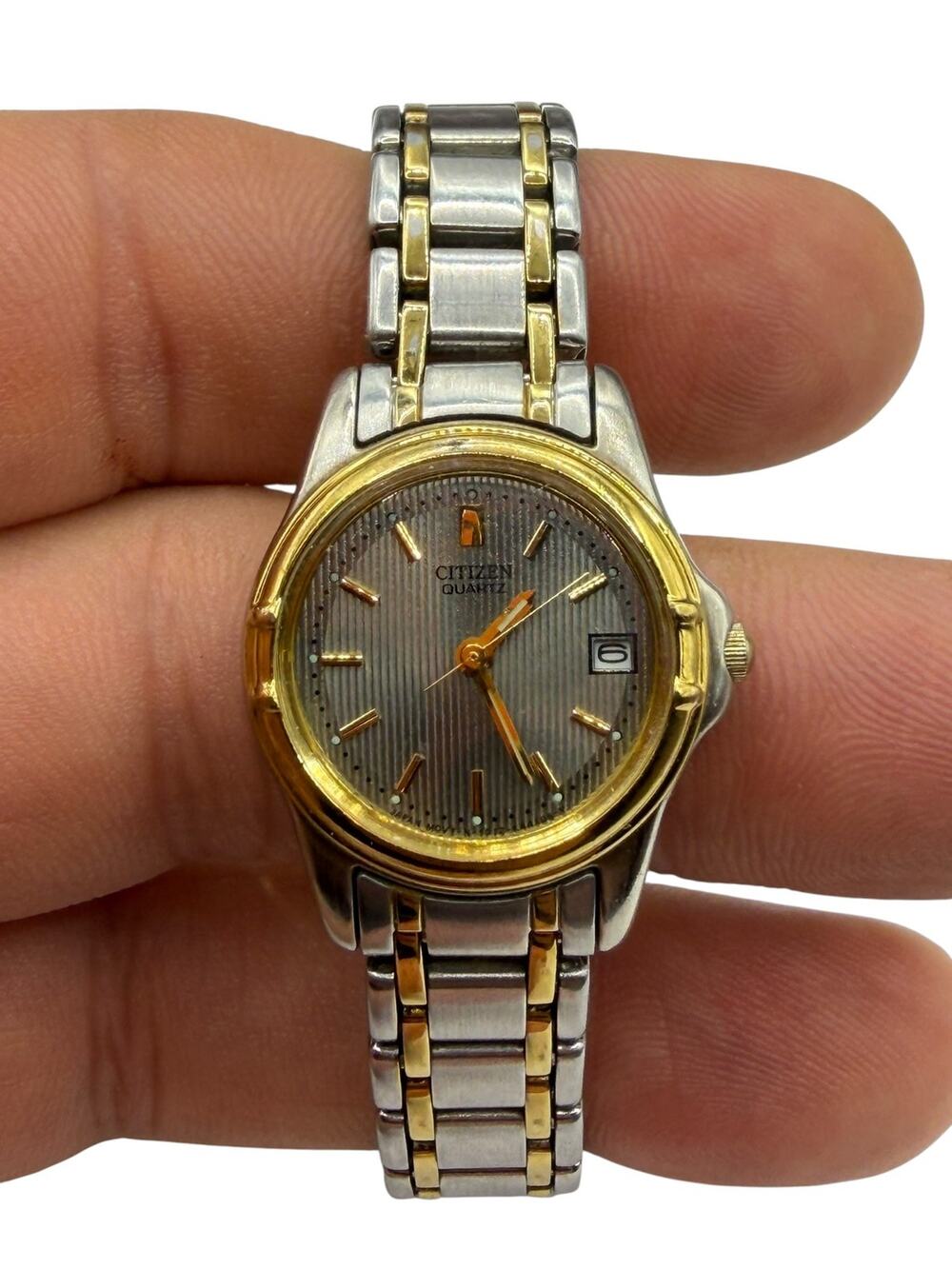 Citizen Quartz Women's Two-Tone Stainless Steel Gold Bezel Date Wristwatch Watch
